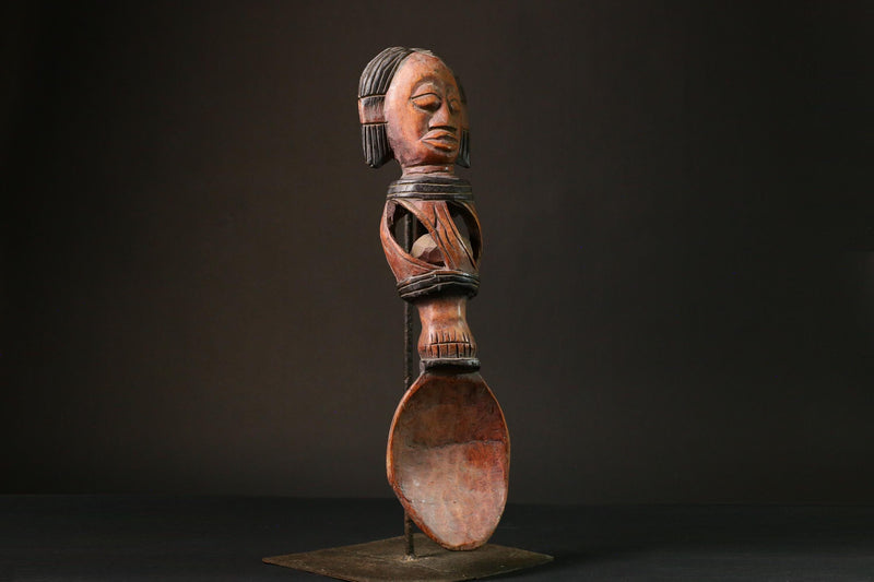 African Rare Fang Ceremonial Spoon - Unique Wooden Art Piece from Gabon - Authentic Ethnic Home Decor Item for Collectors -G3162