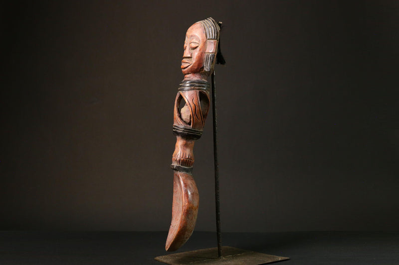 African Rare Fang Ceremonial Spoon - Unique Wooden Art Piece from Gabon - Authentic Ethnic Home Decor Item for Collectors -G3162