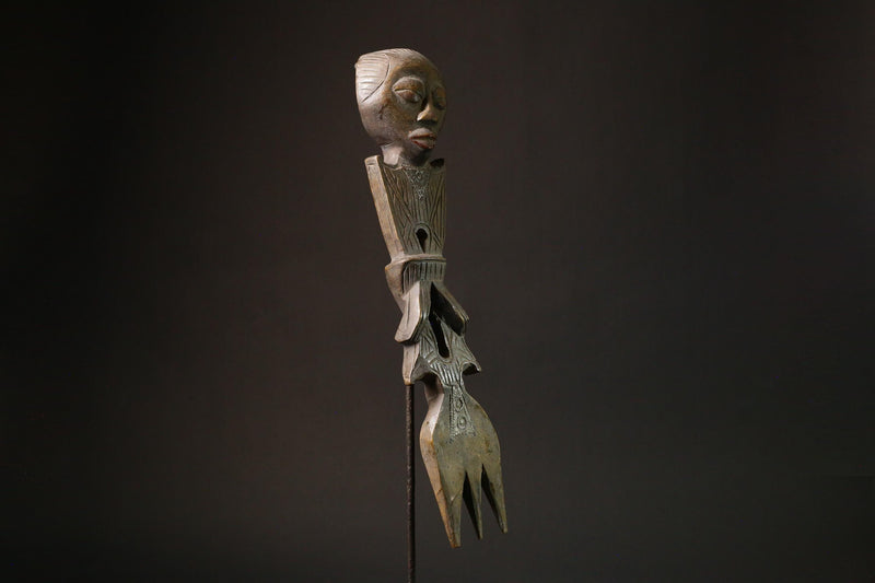 African Rare Luba Kibango Authority Sculpture - Unique Ceremonial Art Piece for Collectors - Authentic African Decor from Congo - G3163