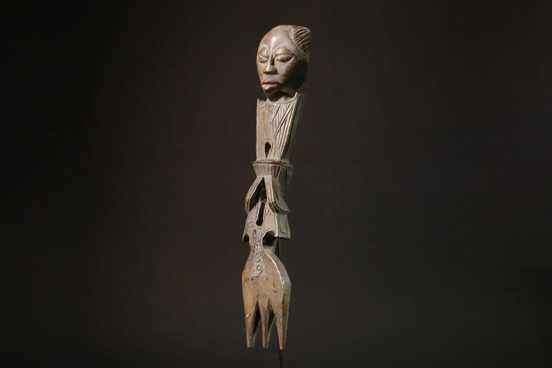 African Rare Luba Kibango Authority Sculpture - Unique Ceremonial Art Piece for Collectors - Authentic African Decor from Congo - G3163