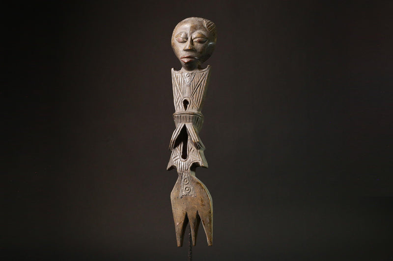 African Rare Luba Kibango Authority Sculpture - Unique Ceremonial Art Piece for Collectors - Authentic African Decor from Congo - G3163