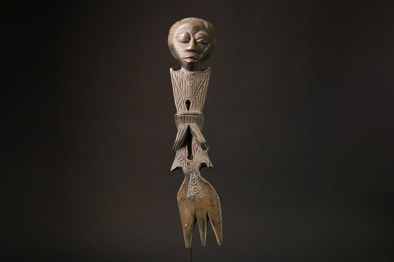 African Rare Luba Kibango Authority Sculpture - Unique Ceremonial Art Piece for Collectors - Authentic African Decor from Congo - G3163