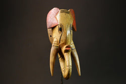 African Unique Tribal Mask Featuring Elephant from Babanki Tribe of Cameroon - Authentic Guro Tribe Art Piece for Home Decor - 9202