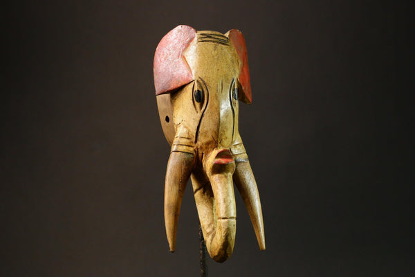 African Unique Tribal Mask Featuring Elephant from Babanki Tribe of Cameroon - Authentic Guro Tribe Art Piece for Home Decor - 9202