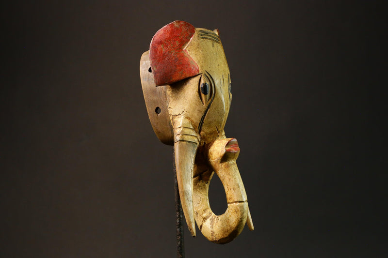 African Unique Tribal Mask Featuring Elephant from Babanki Tribe of Cameroon - Authentic Guro Tribe Art Piece for Home Decor - 9202