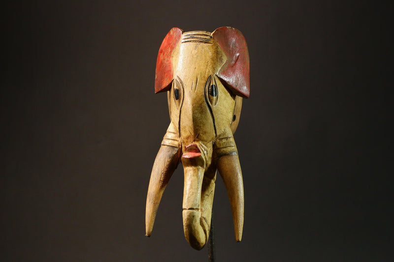 African Unique Tribal Mask Featuring Elephant from Babanki Tribe of Cameroon - Authentic Guro Tribe Art Piece for Home Decor - 9202