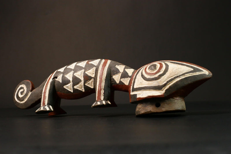 African Authentic Hand Carved Bobo Chameleon Mask Unique Tribal Wooden Wall Art Perfect for Home Decor Collectors and Cultural-G1566