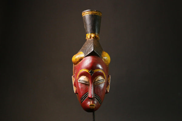 African Rare 19th Century Baule Mask Unique Handcrafted Wood Tribal Art Collectible Perfect for Home Decor and Cultural Enthusiasts- G3188