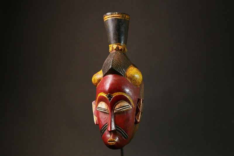 African Rare 19th Century Baule Mask Unique Handcrafted Wood Tribal Art Collectible Perfect for Home Decor and Cultural Enthusiasts- G3188