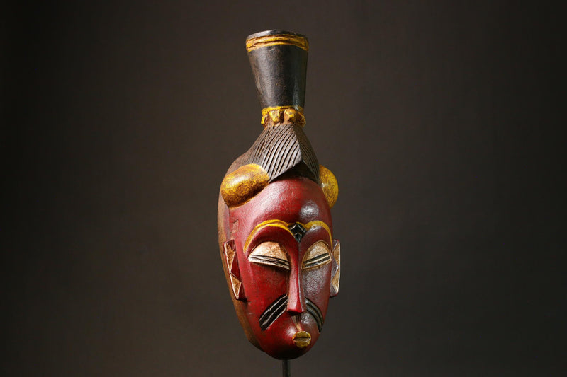 African Rare 19th Century Baule Mask Unique Handcrafted Wood Tribal Art Collectible Perfect for Home Decor and Cultural Enthusiasts- G3188