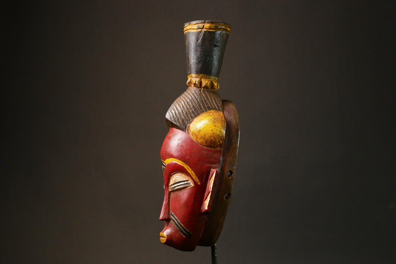 African Rare 19th Century Baule Mask Unique Handcrafted Wood Tribal Art Collectible Perfect for Home Decor and Cultural Enthusiasts- G3188