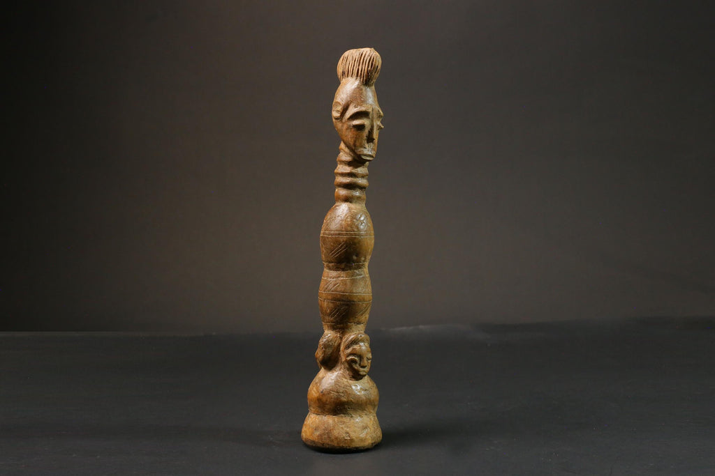 African statue wooden vintage Mahongwe Figure Gabon African Face Guardian Statue-9000