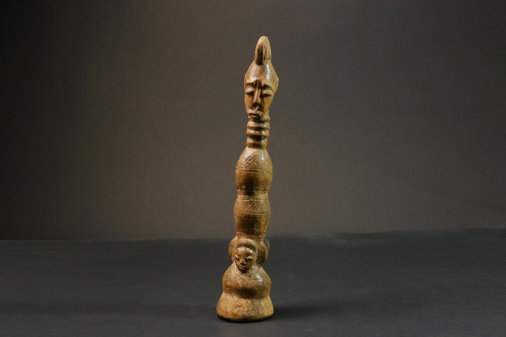 African statue wooden vintage Mahongwe Figure Gabon African Face Guardian Statue-9000