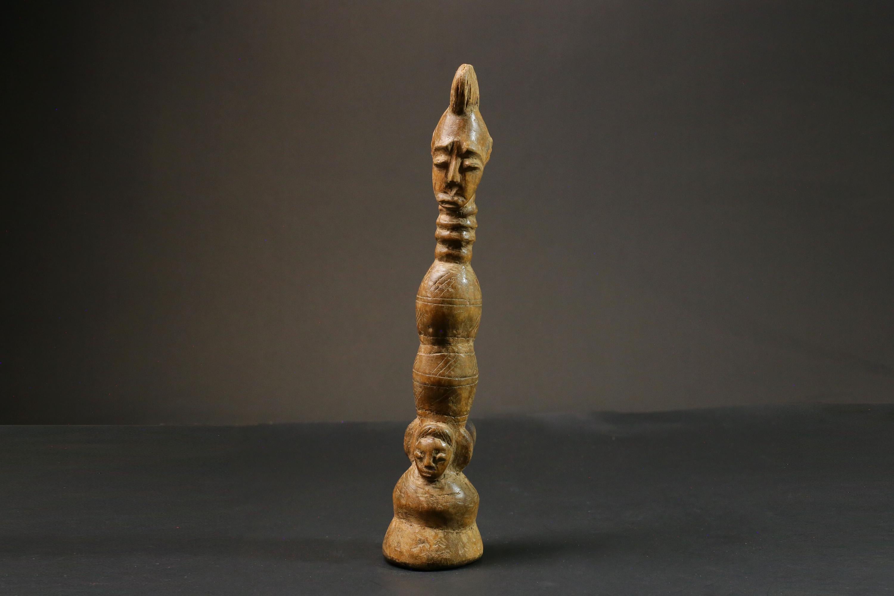 African statue wooden vintage Mahongwe Figure Gabon African Face Guardian Statue-9000