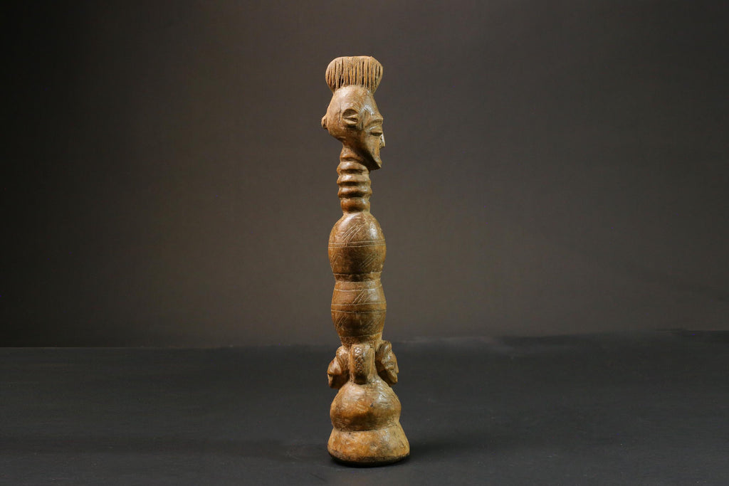 African statue wooden vintage Mahongwe Figure Gabon African Face Guardian Statue-9000