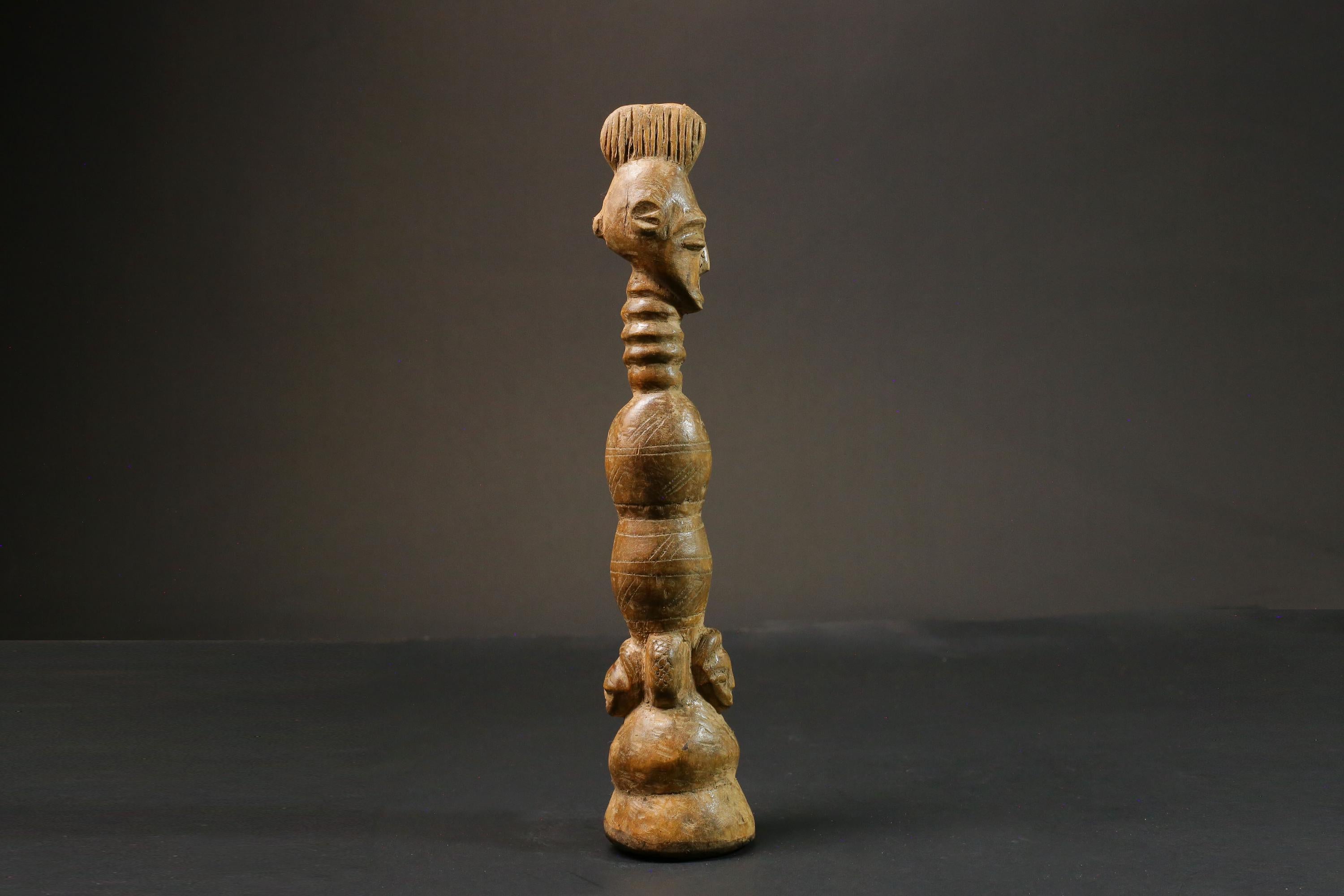 African statue wooden vintage Mahongwe Figure Gabon African Face Guardian Statue-9000
