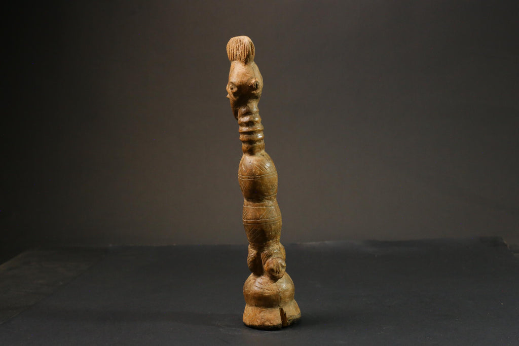 African statue wooden vintage Mahongwe Figure Gabon African Face Guardian Statue-9000