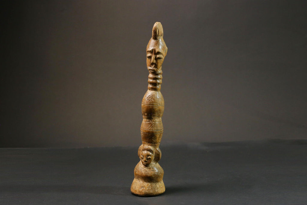 African statue wooden vintage Mahongwe Figure Gabon African Face Guardian Statue-9000