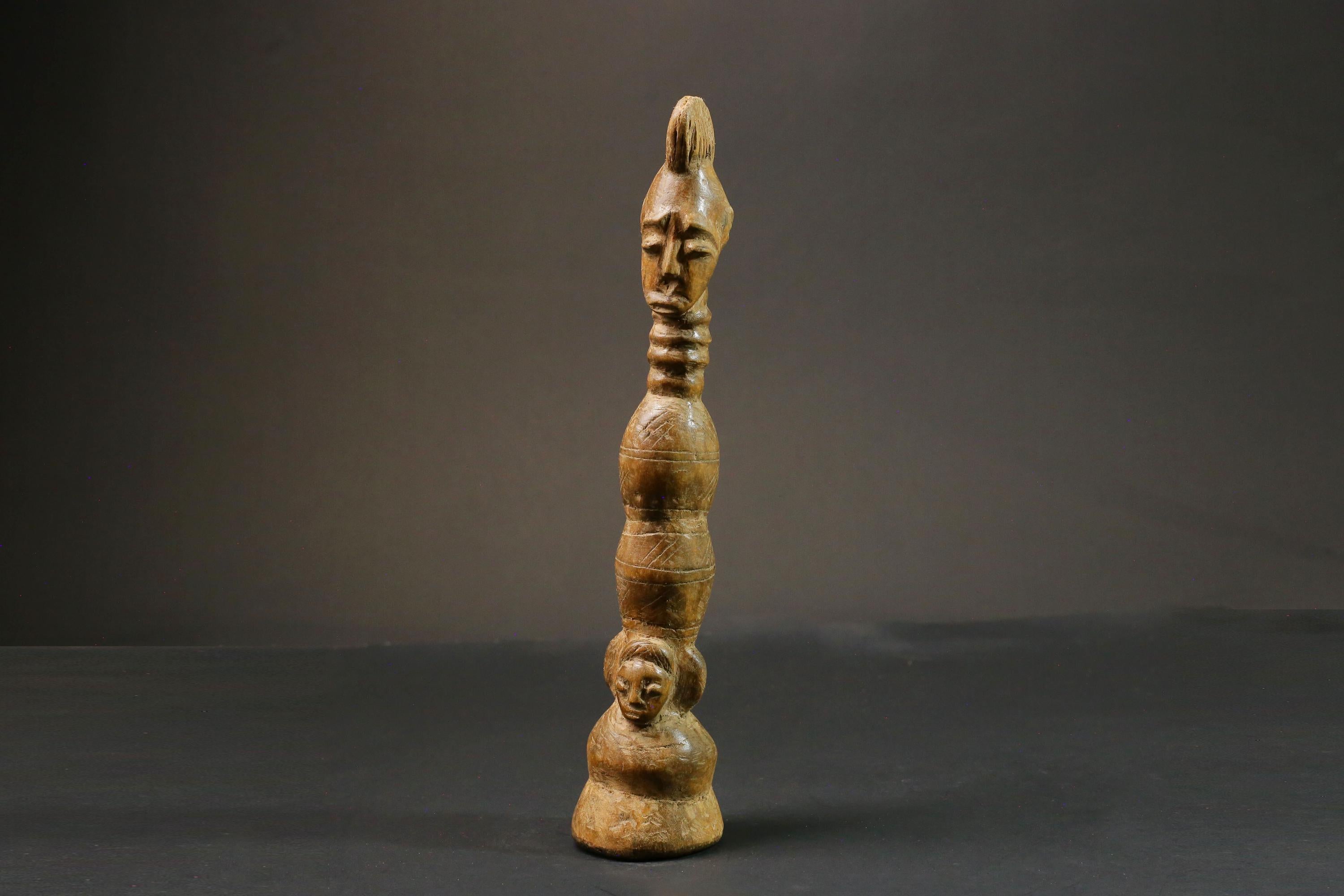 African statue wooden vintage Mahongwe Figure Gabon African Face Guardian Statue-9000