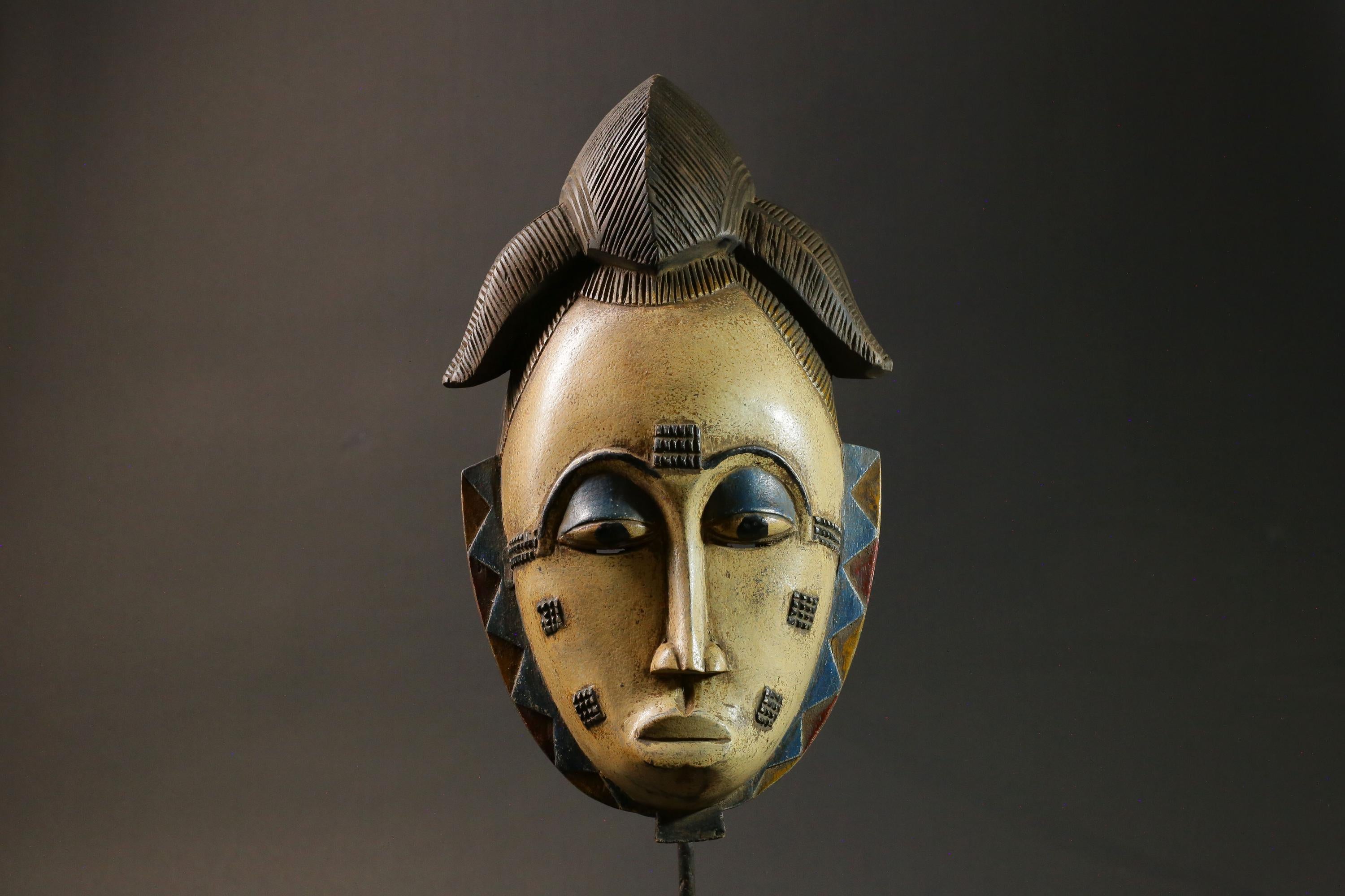 African wood mask antiques Tribal African Art Face Mask African Guro Baule Masks for wall-8989