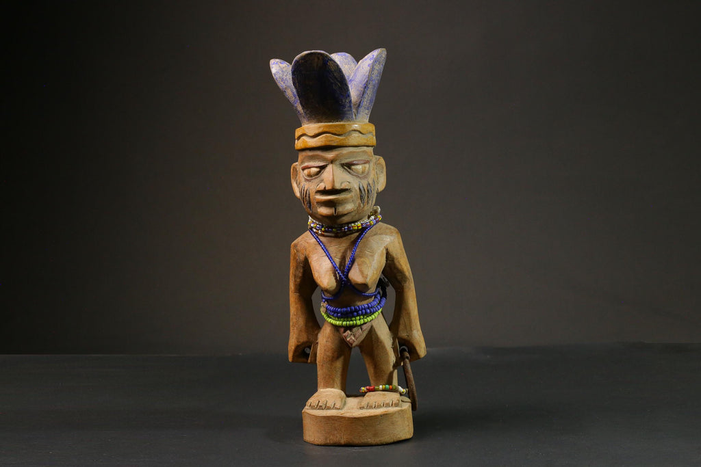 African statue Yourba Figures Peoples Nigeria Sculpture Tribal Handmade-7648