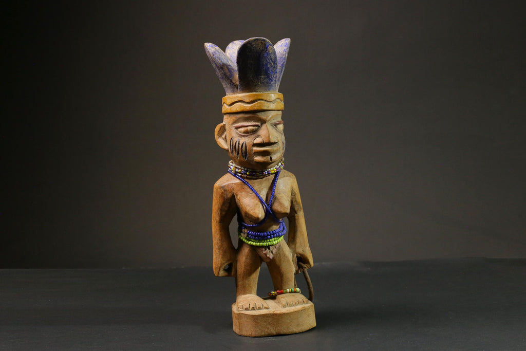 African statue Yourba Figures Peoples Nigeria Sculpture Tribal Handmade-7648