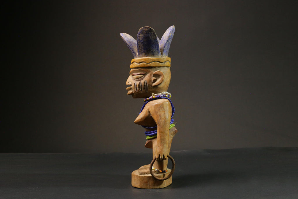 African statue Yourba Figures Peoples Nigeria Sculpture Tribal Handmade-7648
