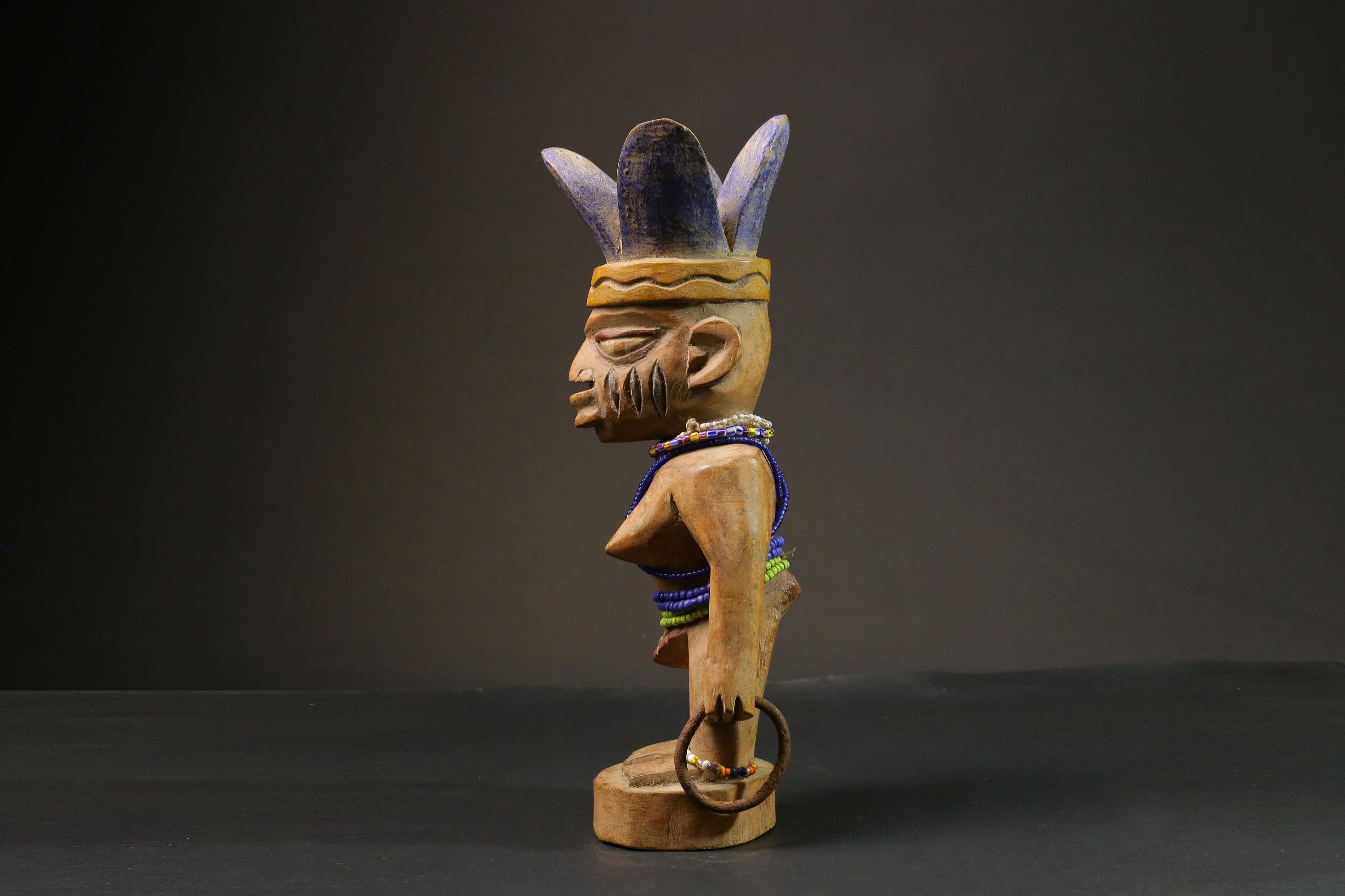 African statue Yourba Figures Peoples Nigeria Sculpture Tribal Handmade-7648