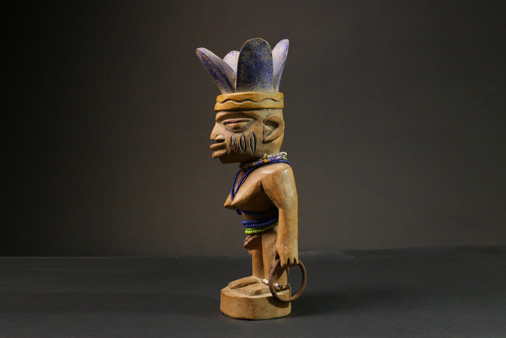 African statue Yourba Figures Peoples Nigeria Sculpture Tribal Handmade-7648