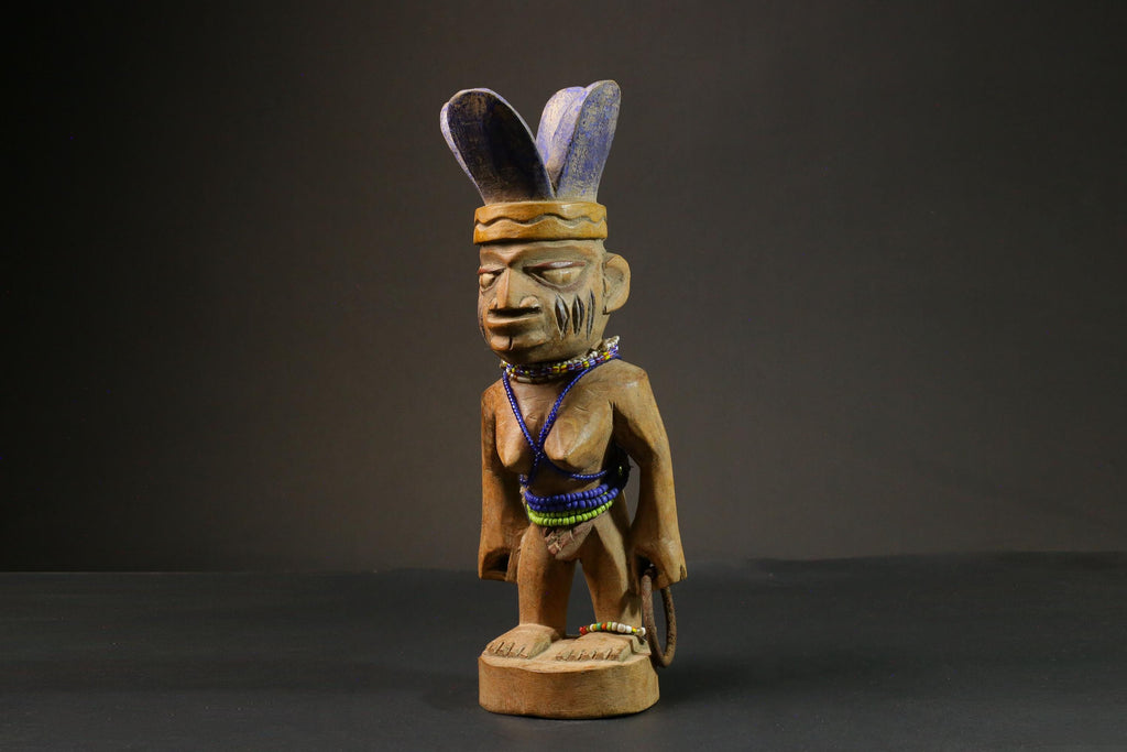 African statue Yourba Figures Peoples Nigeria Sculpture Tribal Handmade-7648