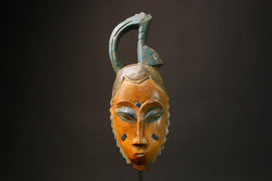 African Hand Carved African Baule Wooden Mask Unique Face Wall Hanging Home Decor Art Collectible for Ethnic Art Enthusiasts-9234