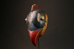 African Handcrafted Wood Mask Baule Bird Tribe Wall Hanging Home Decor Art-G3199