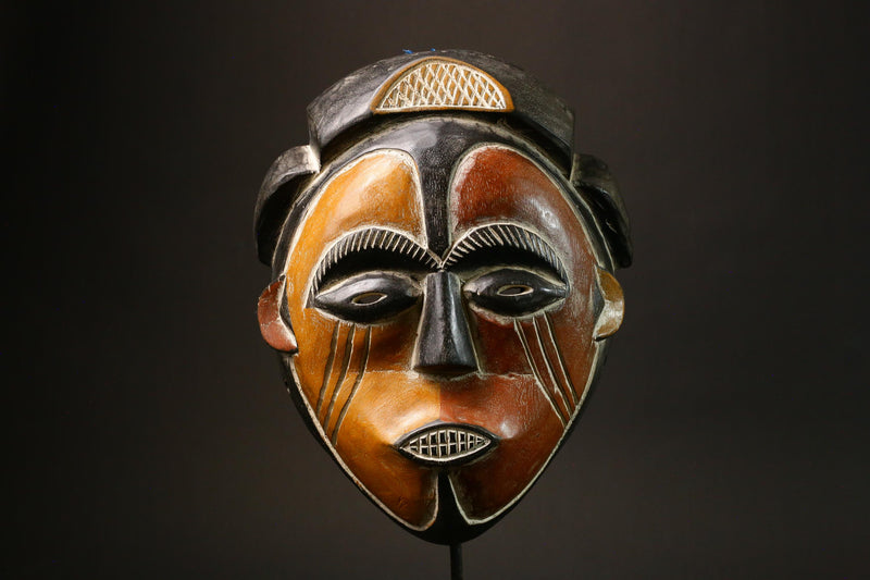 African Mask African Hand Carved Igbo Tribal Wood Mask Antique Wall Hanging Art Decor-G1610