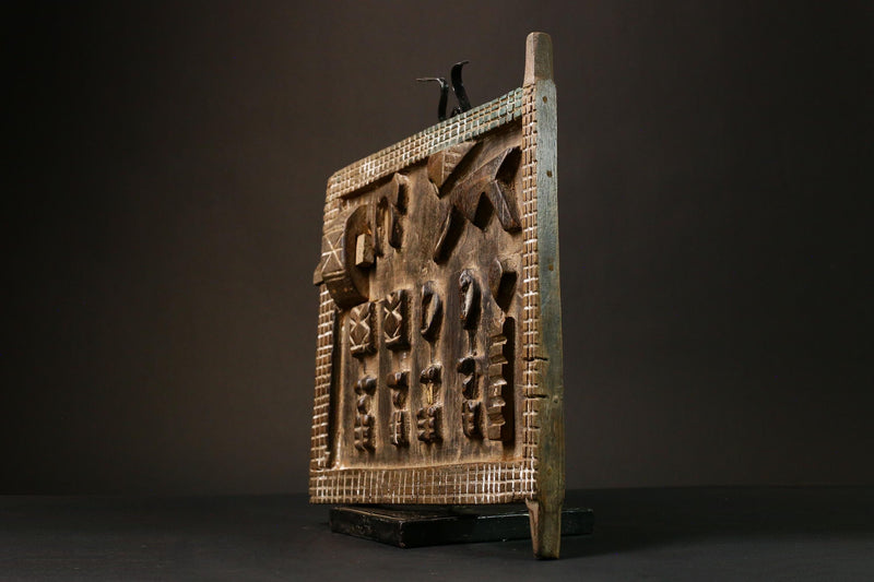 African Hand-Carved Dogon Granary Door Unique Yoruba Wood Art Decor Piece- 9248