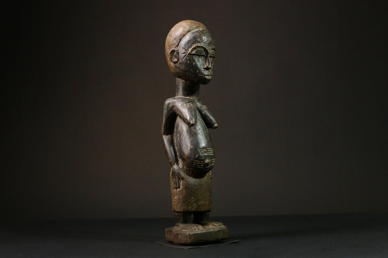 African Baule Blolo Bla Figure primitive decor Wooden Collectible Sculpture Home Decor G3216