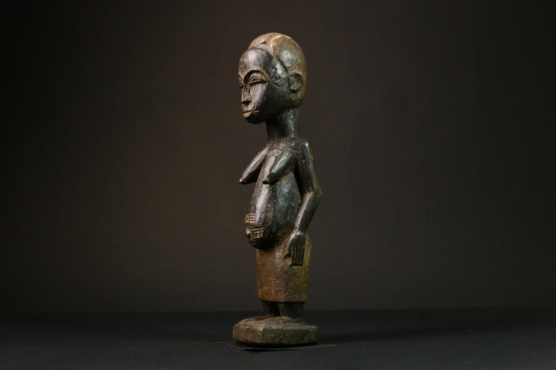 African Baule Blolo Bla Figure primitive decor Wooden Collectible Sculpture Home Decor G3216