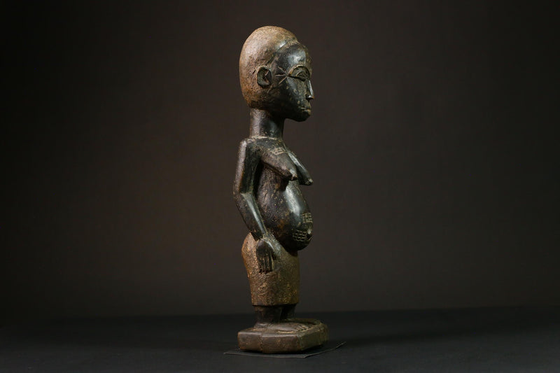 African Baule Blolo Bla Figure primitive decor Wooden Collectible Sculpture Home Decor G3216