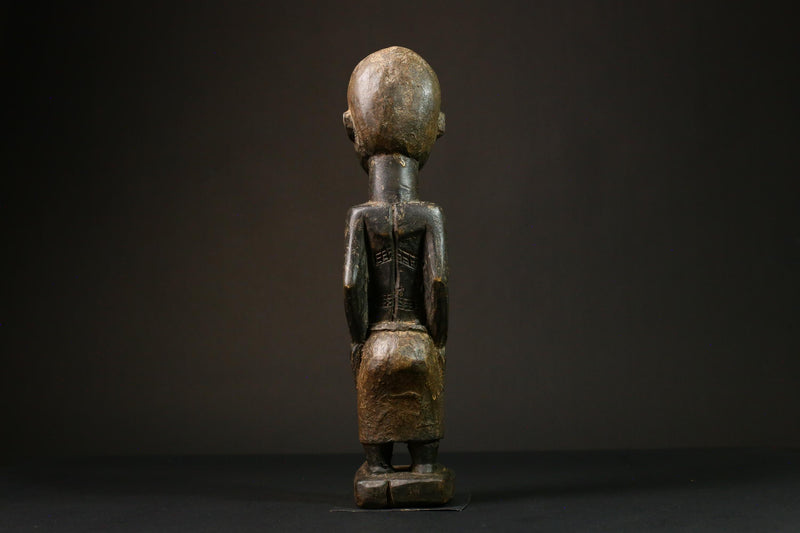 African Baule Blolo Bla Figure primitive decor Wooden Collectible Sculpture Home Decor G3216