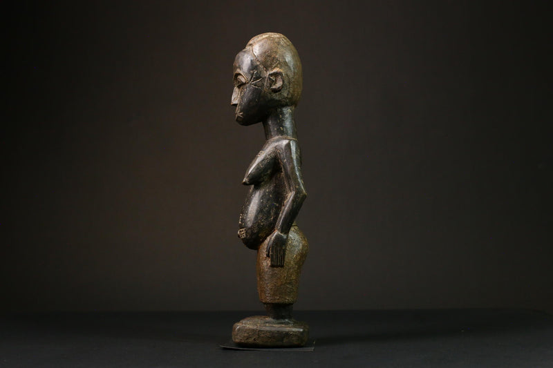 African Baule Blolo Bla Figure primitive decor Wooden Collectible Sculpture Home Decor G3216