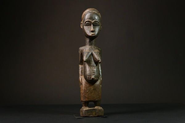 African Baule Blolo Bla Figure primitive decor Wooden Collectible Sculpture Home Decor-G3215