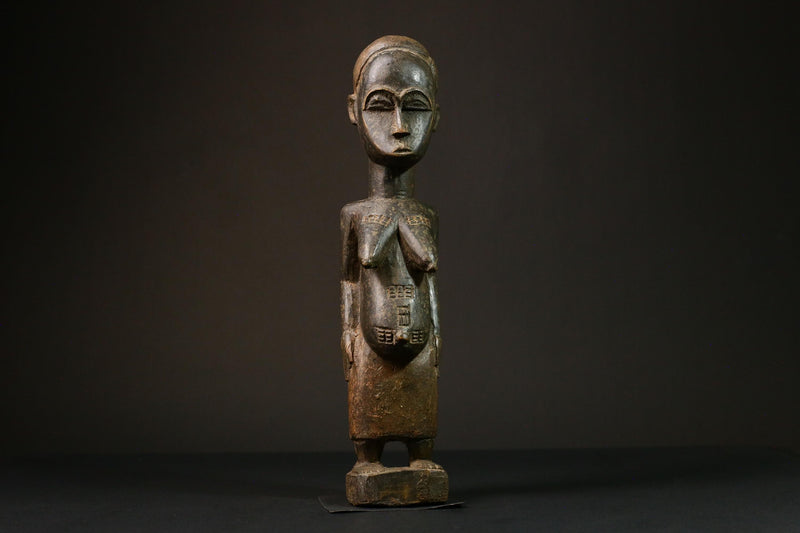 African Baule Blolo Bla Figure primitive decor Wooden Collectible Sculpture Home Decor-G3215