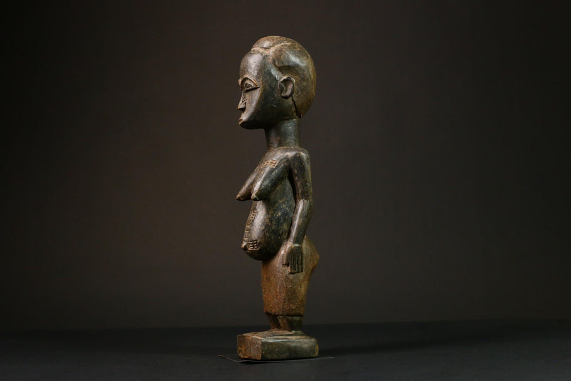 African Baule Blolo Bla Figure primitive decor Wooden Collectible Sculpture Home Decor-G3215