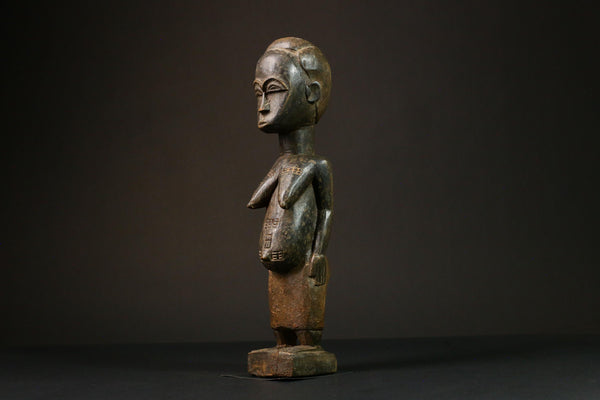 African Baule Blolo Bla Figure primitive decor Wooden Collectible Sculpture Home Decor-G3215