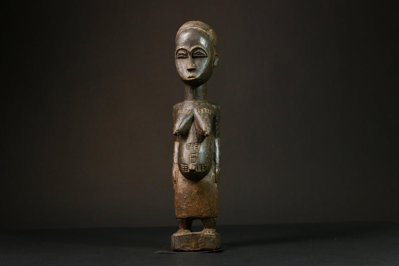 African Baule Blolo Bla Figure primitive decor Wooden Collectible Sculpture Home Decor-G3215