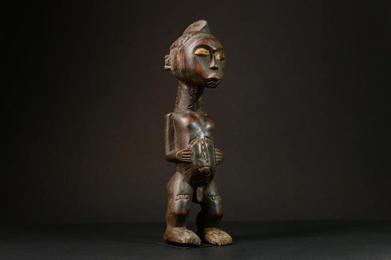 African Male Ancestor Figure Blolo Bian Wooden Art Collectible Sculpture Figure primitive decor-G3214