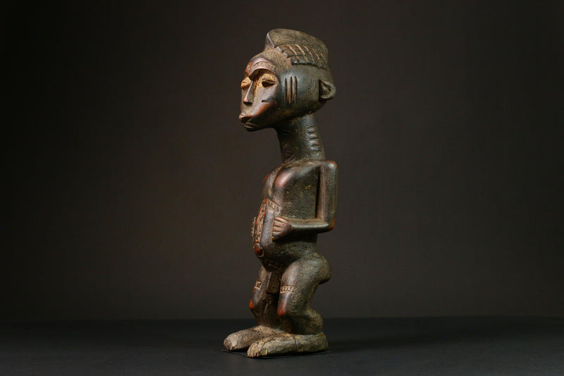 African Male Ancestor Figure Blolo Bian Wooden Art Collectible Sculpture Figure primitive decor-G3214