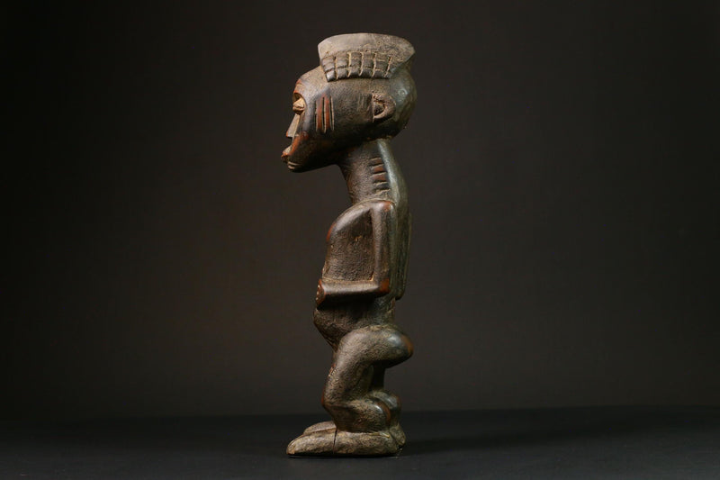 African Male Ancestor Figure Blolo Bian Wooden Art Collectible Sculpture Figure primitive decor-G3214