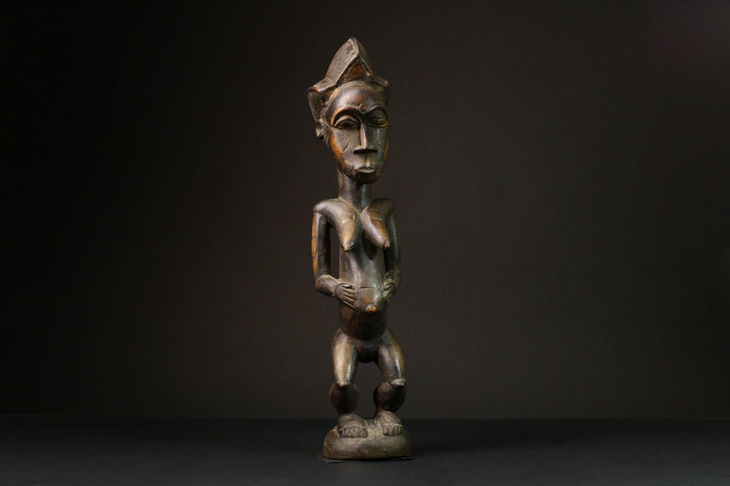 African Male Luba Wooden Figure Unique Art Statue from Democratic Republic Congo Figure primitive decor -G3213