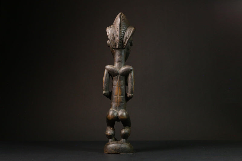 African Male Luba Wooden Figure Unique Art Statue from Democratic Republic Congo Figure primitive decor -G3213