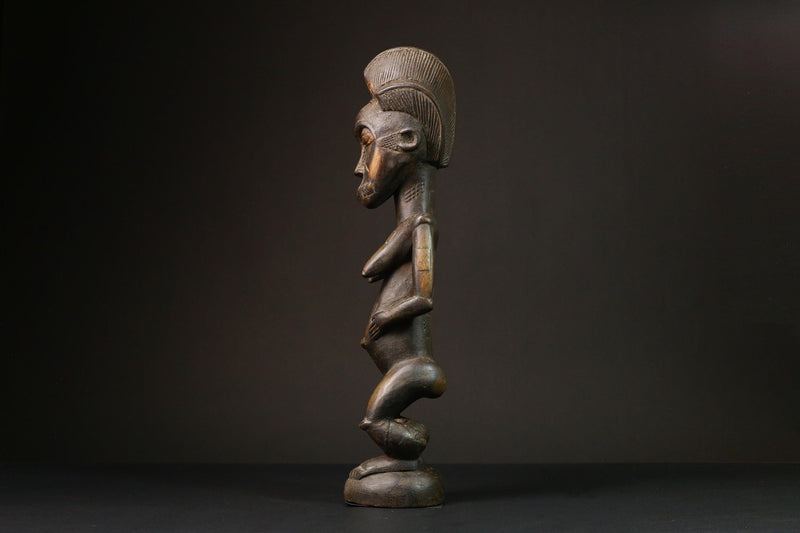 African Male Luba Wooden Figure Unique Art Statue from Democratic Republic Congo Figure primitive decor -G3213